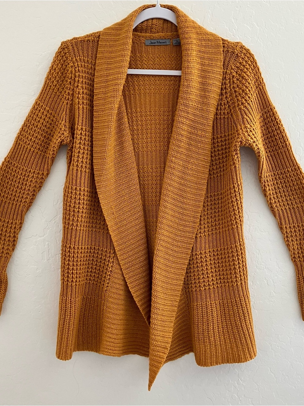 Jason Maxwell Open-Front Shawl Collar Cardigan - Mustard - Size Small